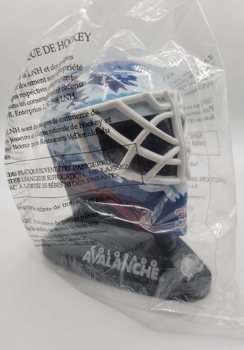 1996 Patrick Roy Mcdonalds Mini Goalie Mask Colorado Avalanche NHL Hockey